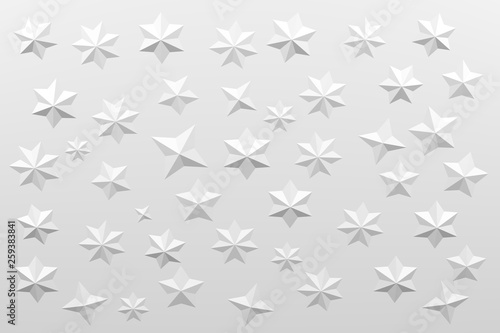 Stars shape on white polygonal background.