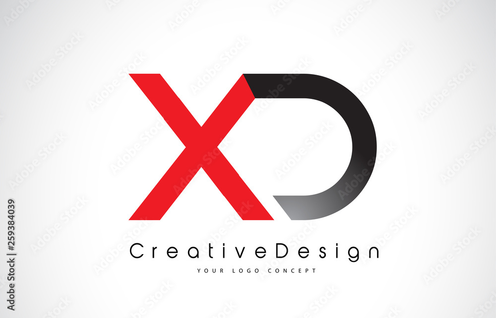 Fototapeta premium Red and Black XD X D Letter Logo Design. Creative Icon Modern Letters Vector Logo.