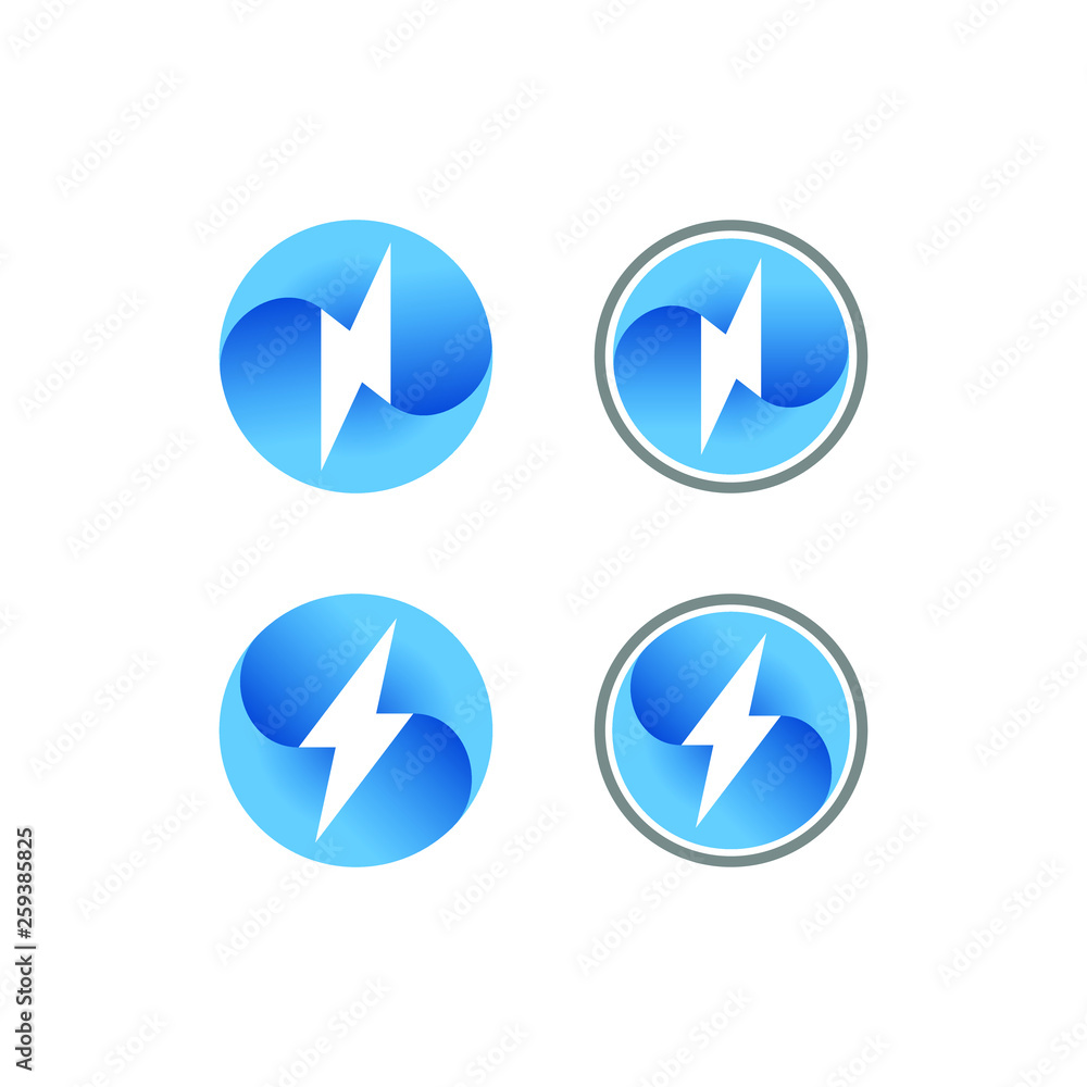 modern electrical blue lightning bolt logo icon set modern electrical blue lightning bolt logo icon set