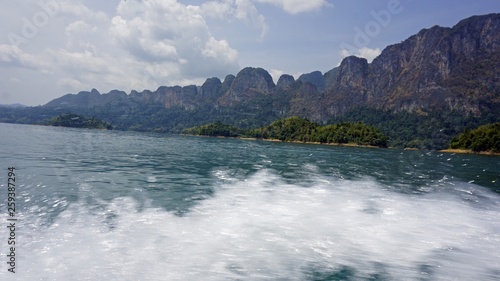 tropical landscape on chiao lan lake in khao sok © chriss73