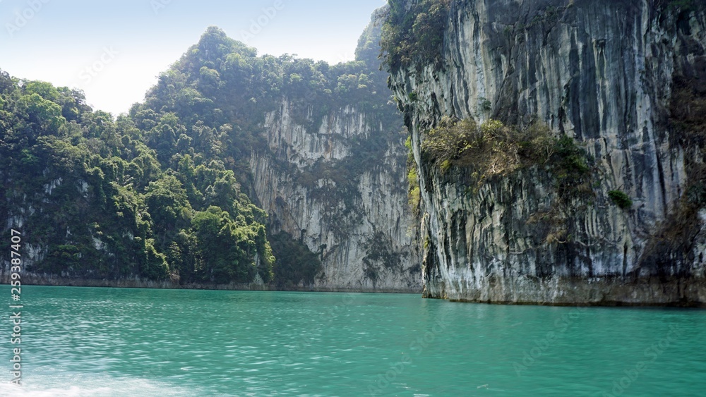 tropical landscape on chiao lan lake in khao sok tropical landscape on chiao lan lake in khao sok