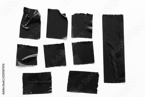Photos Set of black tapes on white background