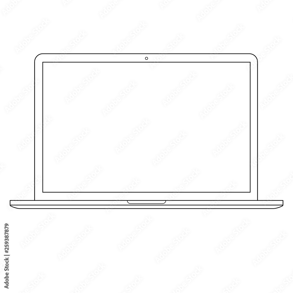 Opened laptop or notebook outline vector. front view. Notebook orLaptop outline front view. Laptop or notebook outline. Opened laptop or notebook outline vector. front view. Notebook orLaptop outline front view. Laptop or notebook outline.