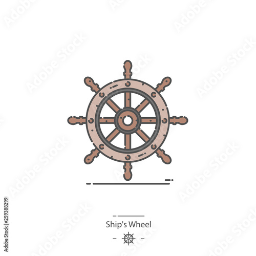 Ship's wheel - Line color icon