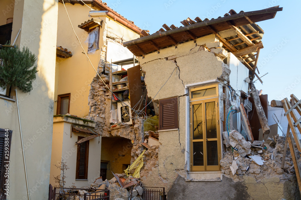 old destroyed houses in italy