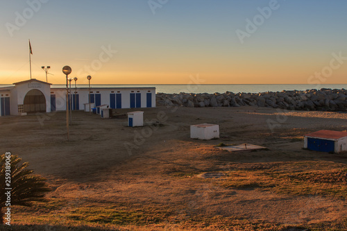 The jetty on the beach awaits the fishing boats