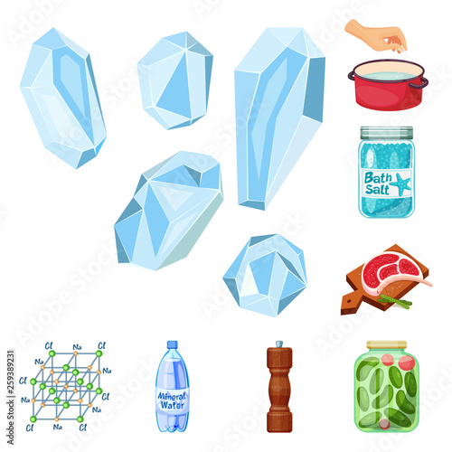 Vector illustration of salt  and food icon. Collection of salt  and mineral  vector icon for stock.