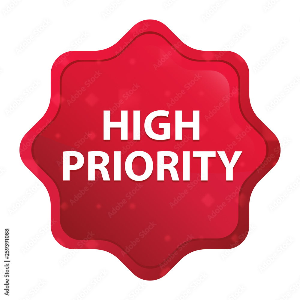 High Priority misty rose red starburst sticker button High Priority misty rose red starburst sticker button