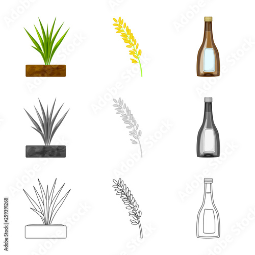 Vector illustration of crop and ecological logo. Collection of crop and cooking vector icon for stock.