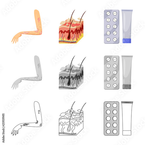 Isolated object of medical and pain  sign. Set of medical and disease vector icon for stock.