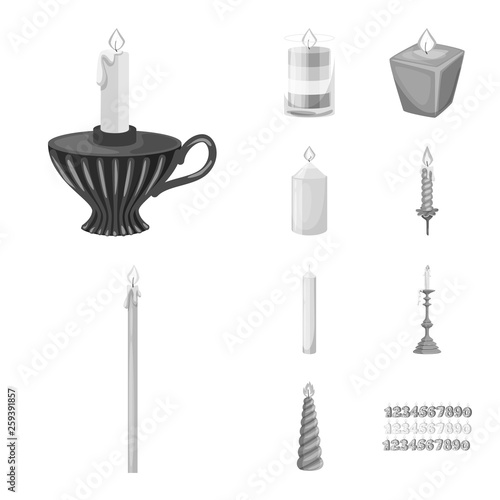 Isolated object of paraffin and fire  symbol. Collection of paraffin and decoration    stock symbol for web.