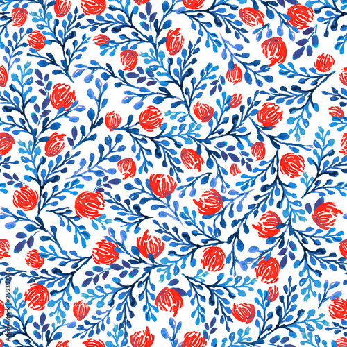 Seamless pattern with leaves  flowers and plants.