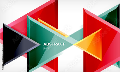 Free Download Triangles repetiton geometric abstract background, multicolored glossy triangular shapes, hi-tech poster cover design or web presentation template with copy space - GFXLoad