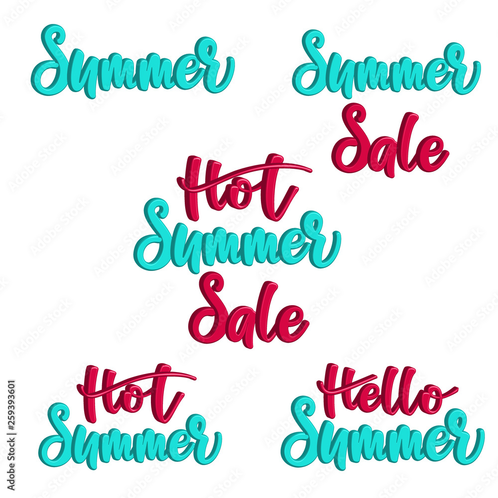 3d Lettering set Hot Summer Sale. Vector illustration.