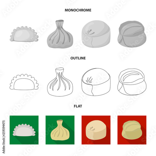 Vector illustration of products  and cooking symbol. Collection of products  and appetizer vector icon for stock.