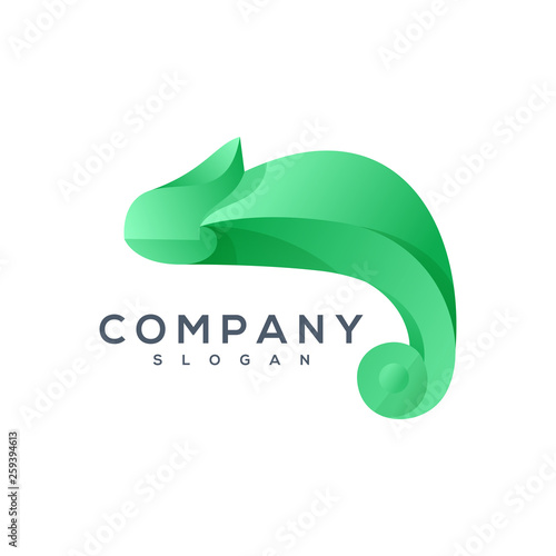 chameleon origami style logo vector