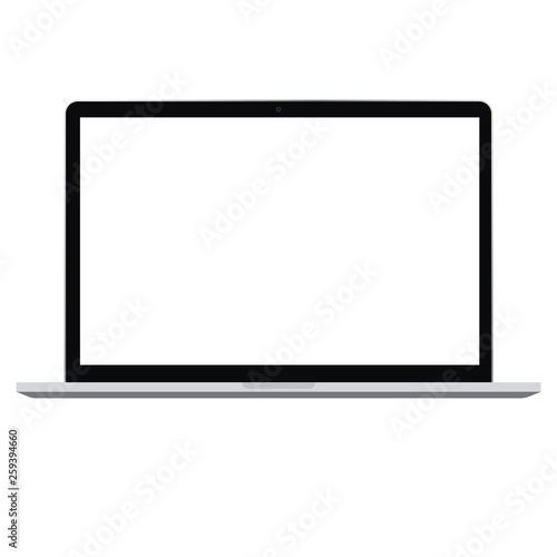 Laptop notebook computer with white empty screen vector icon eps10. Laptop  realistic sign. notebok opened screen computer icon. photo