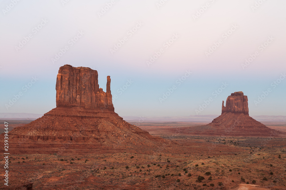 Buttes in The Monument Valley, Navajo Indian tribal reservation park Buttes in The Monument Valley, Navajo Indian tribal reservation park