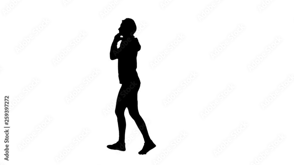 Woman jogging. Side view. Silhouette. Slow motion Woman jogging. Side view. Silhouette. Slow motion