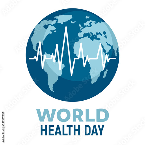 World health day illustration. Wellness, medical prevention, healthcare and medicare day. Global medicine vector flat background