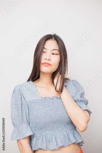 Portrait of beautiful asian long hair women posting
