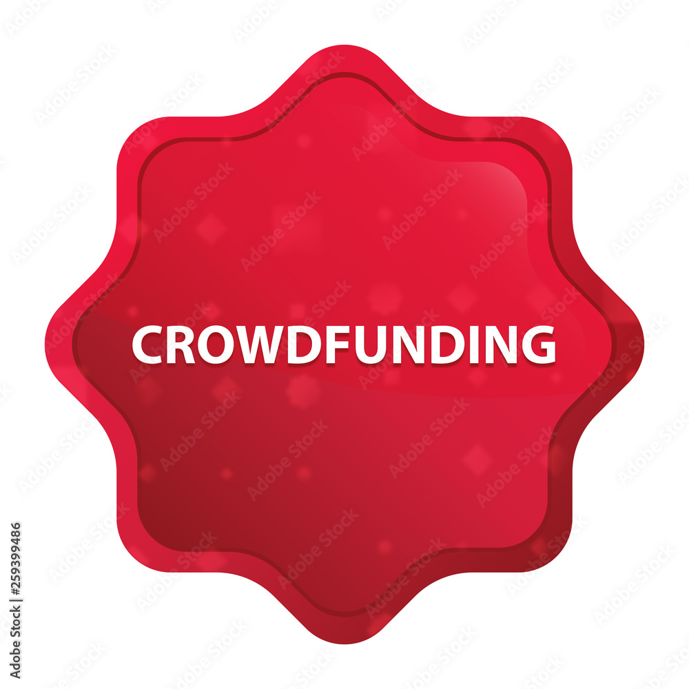 Crowdfunding misty rose red starburst sticker button Crowdfunding misty rose red starburst sticker button