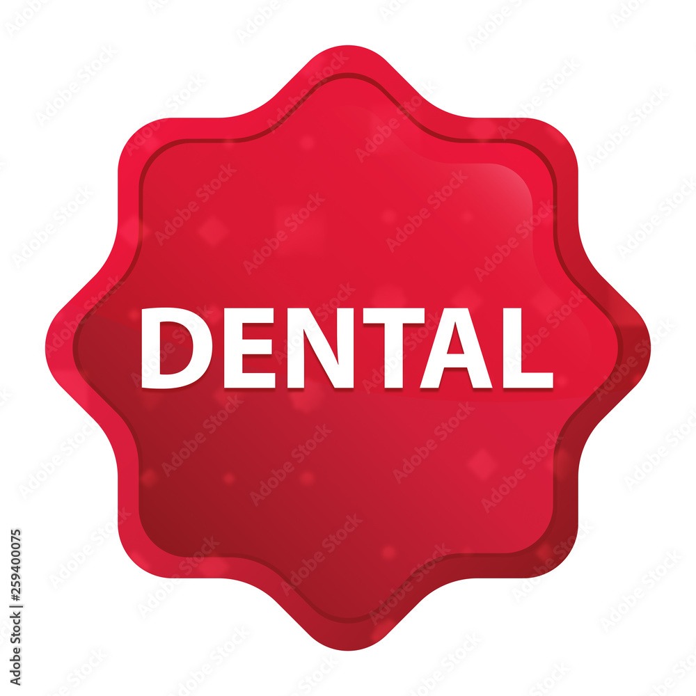 Dental misty rose red starburst sticker button Dental misty rose red starburst sticker button