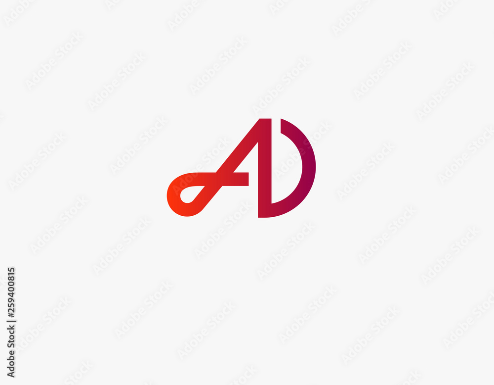 Geomeric linear red logo letter A and D Geomeric linear red logo letter A and D