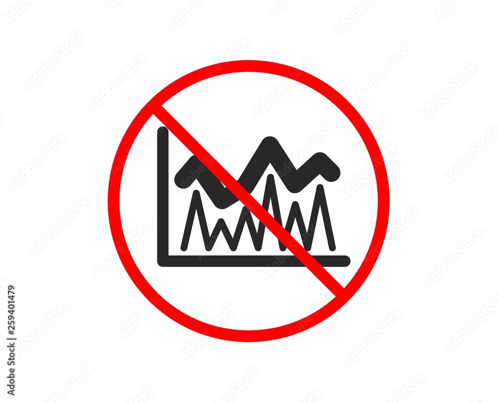 No or Stop. Line chart icon. Financial growth graph sign. Stock exchange symbol. Prohibited ban stop symbol. No investment icon. Vector No or Stop. Line chart icon. Financial growth graph sign. Stock exchange symbol. Prohibited ban stop symbol. No investment icon. Vector