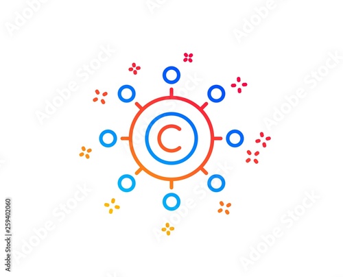 Copywriting network line icon. Copyright sign. Content networking symbol. Gradient design elements. Linear copywriting network icon. Random shapes. Vector