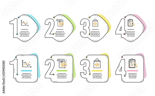 Diagram chart, Online buying and Payment card icons simple set. Accounting report sign. Presentation graph, Shopping cart, Agreement conditions. Check finance. Finance set. Infographic timeline