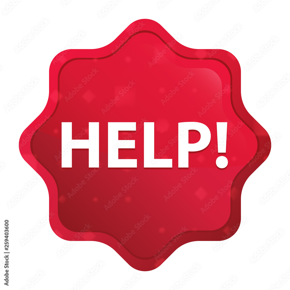 Help! misty rose red starburst sticker button Help! misty rose red starburst sticker button