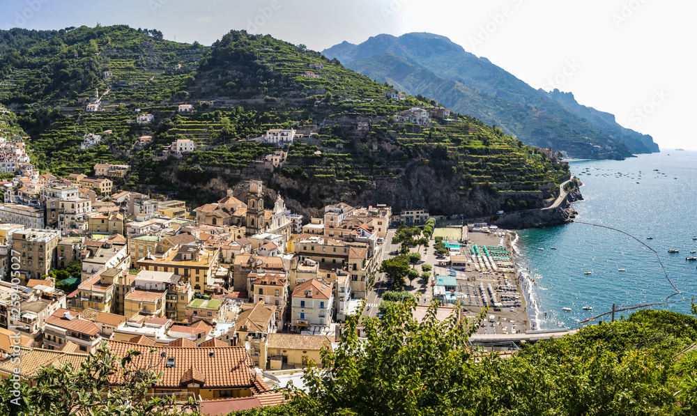 View of the seaside village of Minori, Campania - Italy