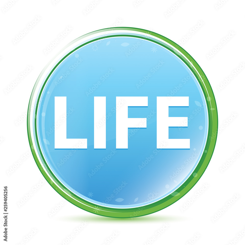 Life natural aqua cyan blue round button Life natural aqua cyan blue round button