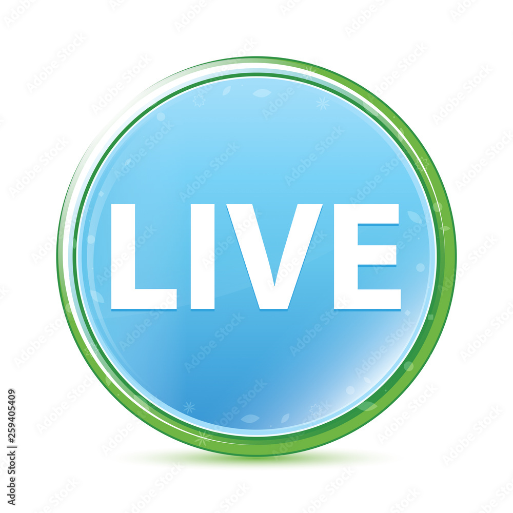 Live natural aqua cyan blue round button Live natural aqua cyan blue round button