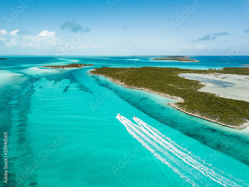 Photos drone bird view of exuma in the bahamas. summer vaction