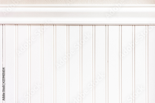 White beadboard or wainscot with top chair guard trim photo