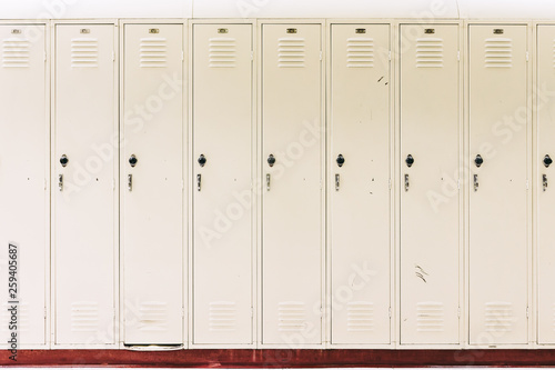 Front view straight on of school lockers