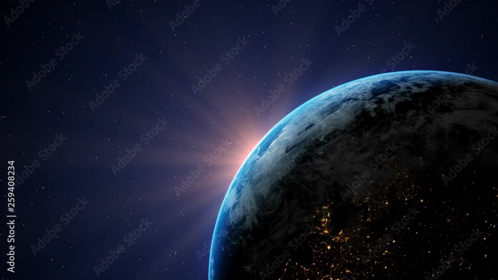 planet Erde - Weltall - Weltraum - Erdball - Sonnenaufgang