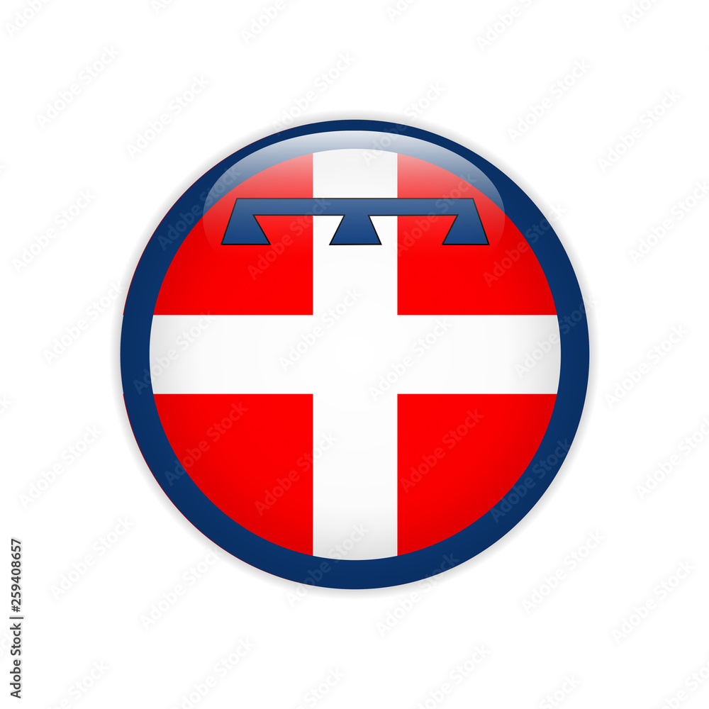 Obraz premium Flag of Piedmont button
