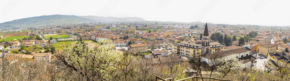 Top view of the village of Montecchio Maggiore, province of Vicenza - Italy