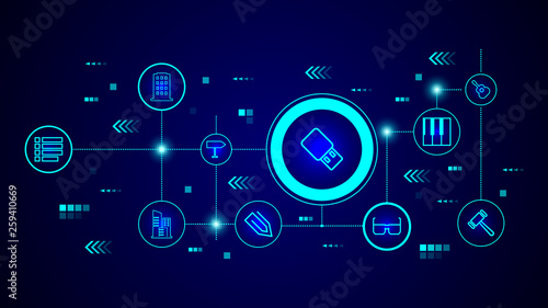 USB storage icon. From web set