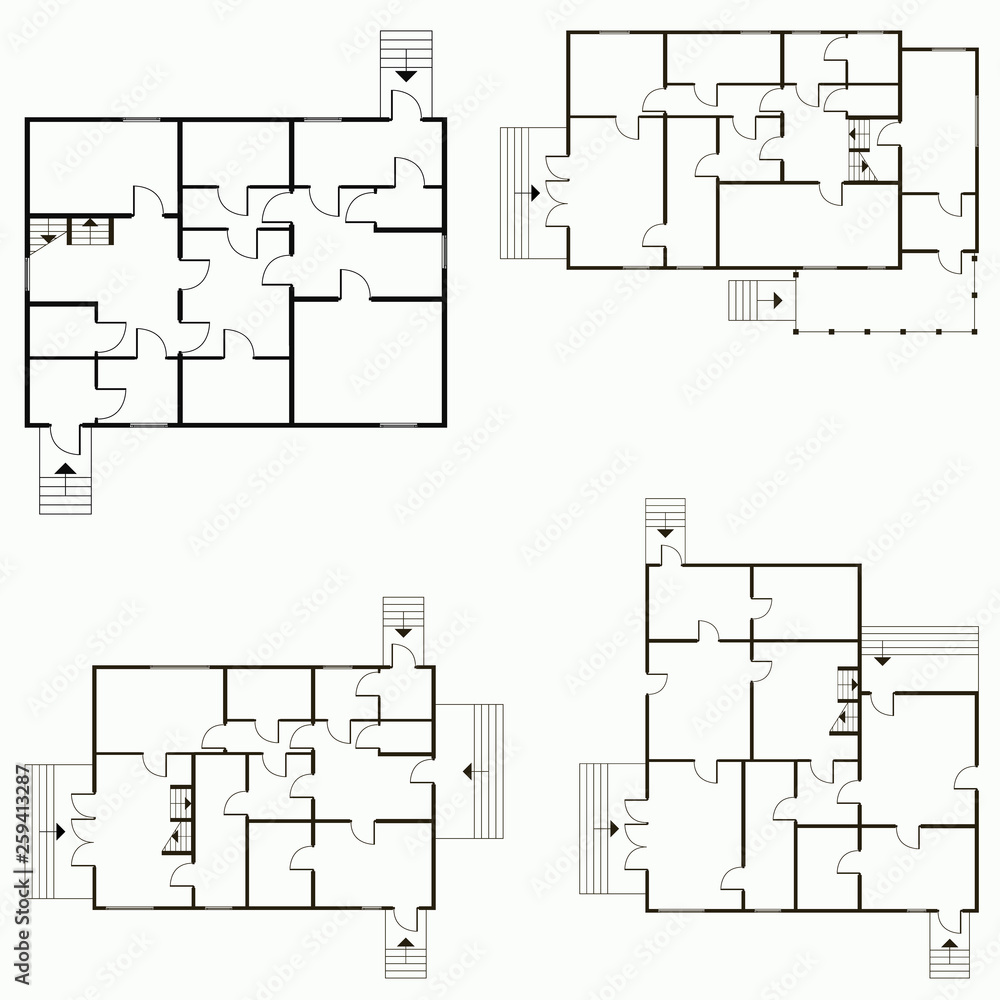 Architectural blueprint in top view background. Vector technical project background illustration Architectural blueprint in top view background. Vector technical project background illustration