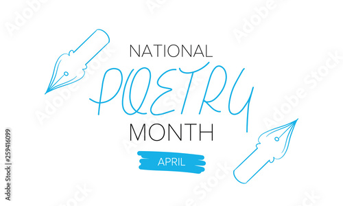 National Poetry Month in April. Poster with handwritten lettering. Poetry Festival in the United States and Canada. Literary events and celebration. Greeting card, invitation, banner or background