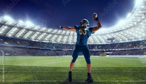 American football player in professional sport arena.