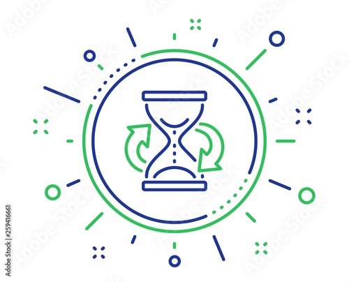 Time hourglass refresh line icon. Sand watch sign. Quality design elements. Technology hourglass button. Editable stroke. Vector