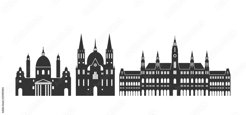 Austria logo. Isolated Austrian architecture on white background