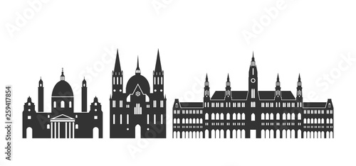 Austria logo. Isolated Austrian architecture on white background