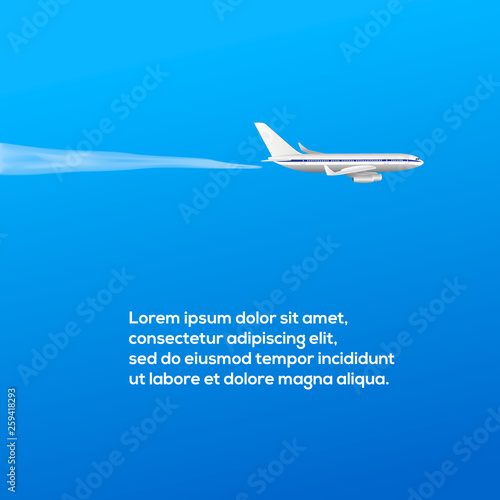 Poster with airplane and place for your text  vector illustration