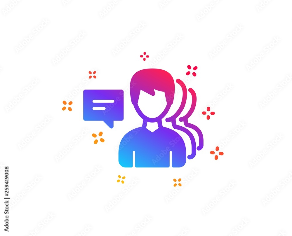 Group of Men icon. Human communication symbol. Teamwork sign. Dynamic shapes. Gradient design people icon. Classic style. Vector